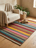 Alfombra durrie de lana tejida a mano – patrón de rayas (colores surtidos)