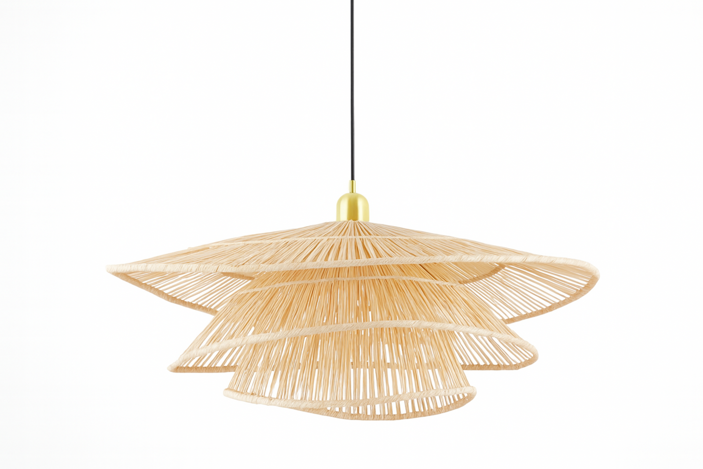 Lámpara colgante de ratán con capas.