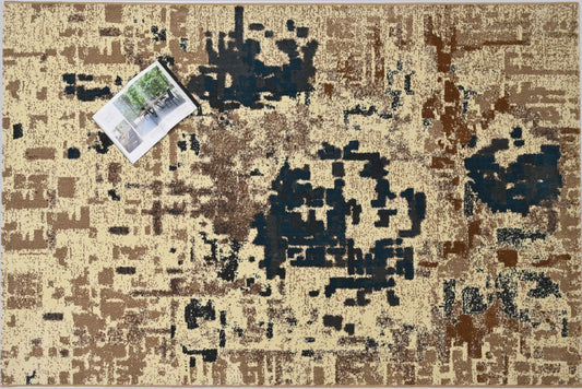 Alfombra Moderna con Diseño Pixelado – Marrón y Negro