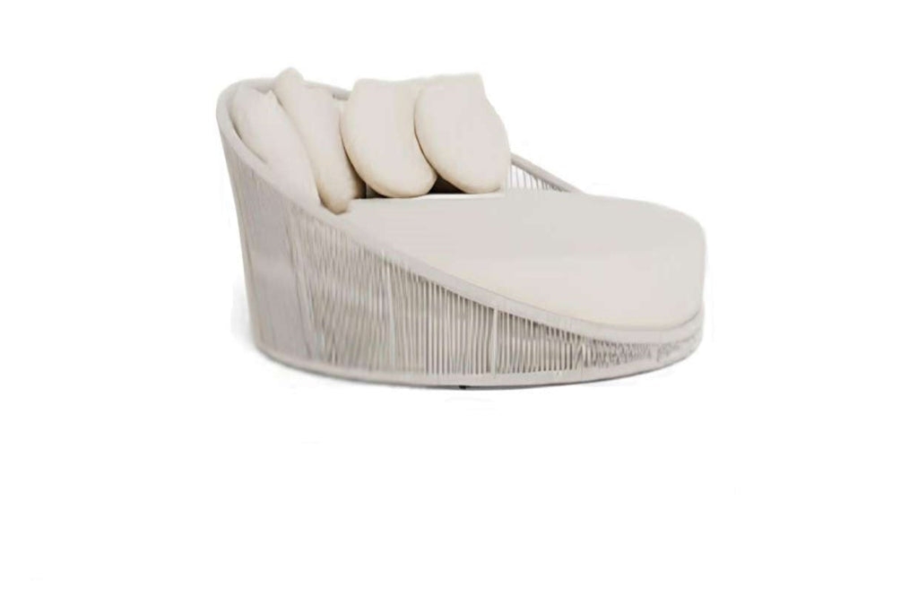 Reposera de Ratán Tejido Blanco con Cojines