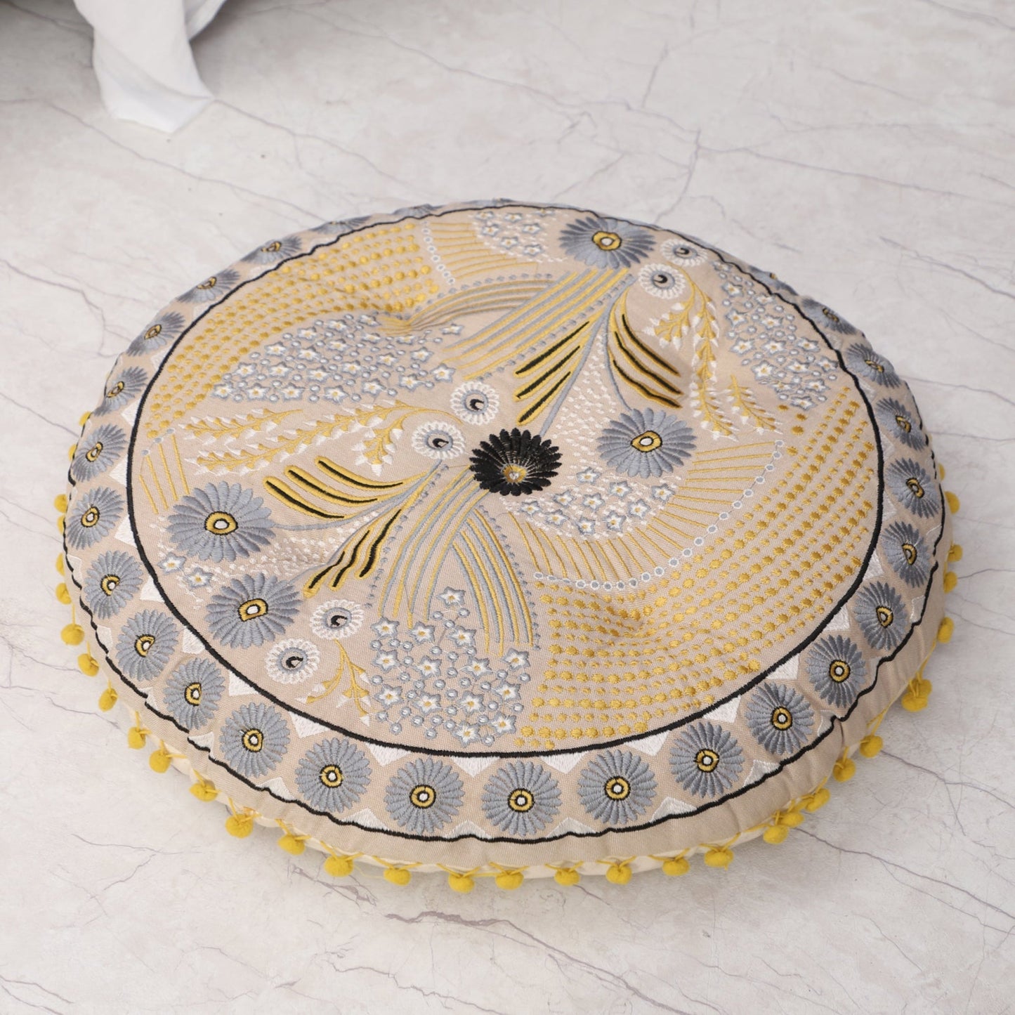 Taburete con Cojín de Piso y Almohada – Juego Completo 