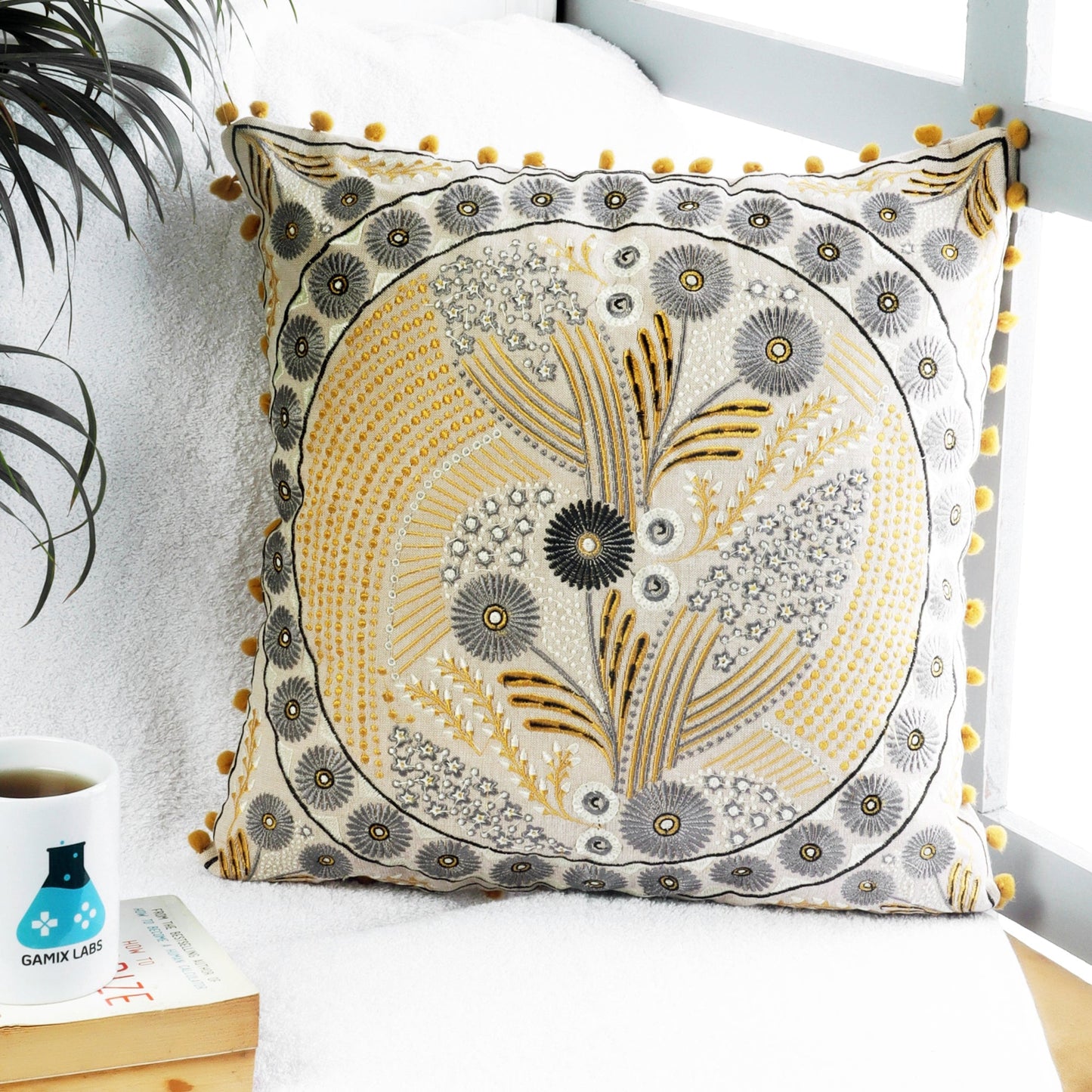 Taburete con Cojín de Piso y Almohada – Juego Completo 