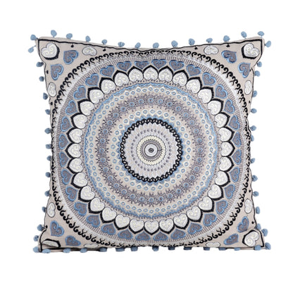 Taburete con cojín de piso y juego de almohadas.