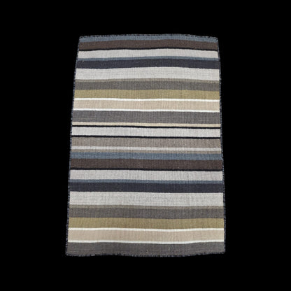 Alfombra durrie de lana tejida a mano – patrón de rayas (colores surtidos)